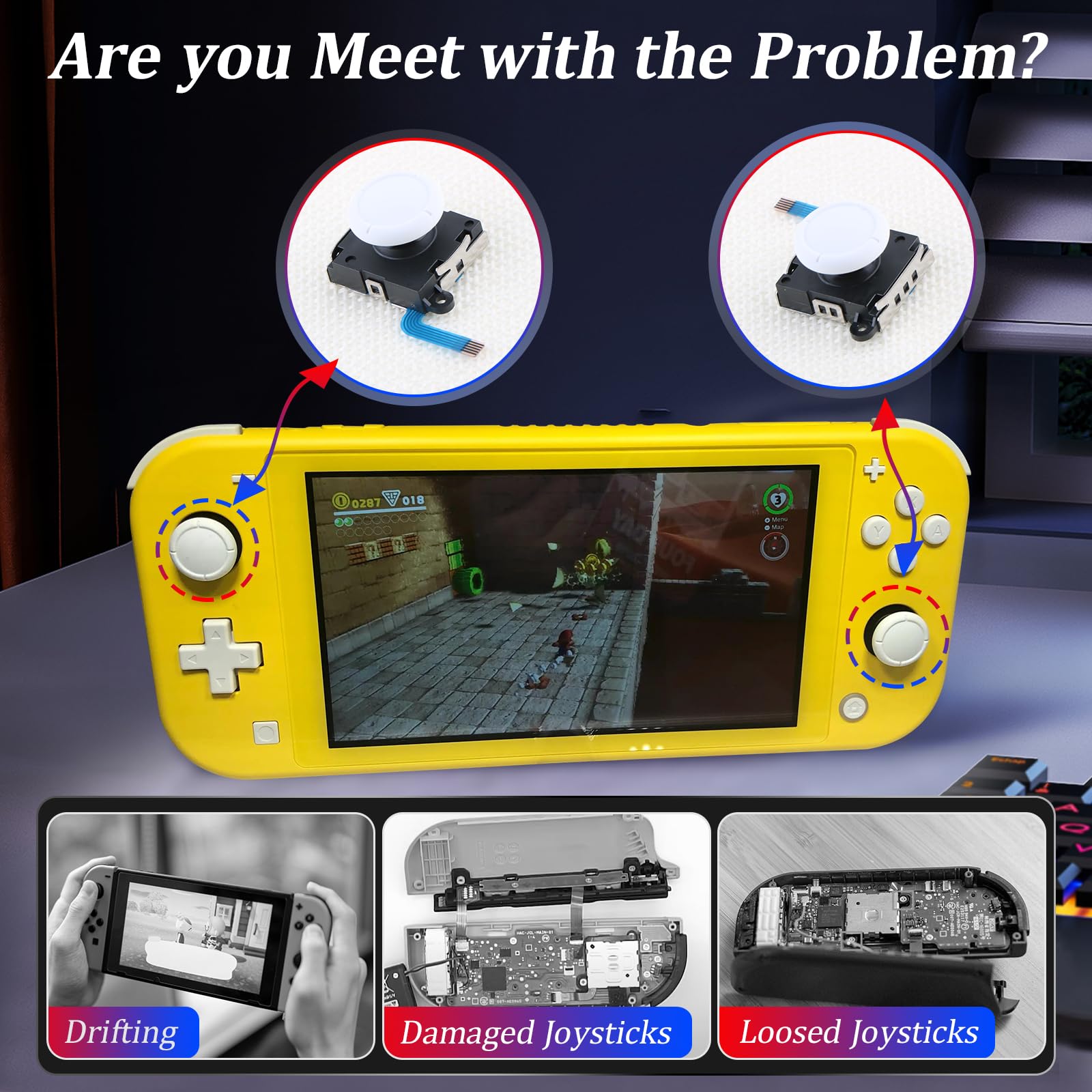 Amazon.com: 2 Pack Joystick for Nintendo Switch Lite 3D Analog